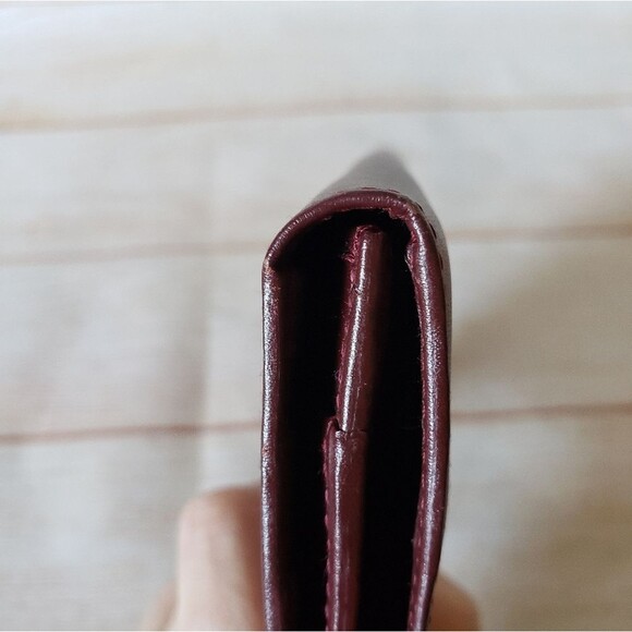 Cartier Paris Leather Bifold Long Checkbook Wallet Luxury Burgundy Designer - Picture 7 of 14
